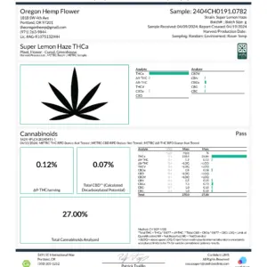 COA Pre-roll Super Lemon Haze THCA